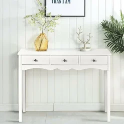 Costway Console Table Hall Table Side Table Desk Accent Table 3 Drawers Entryway White 12 Costway Console Table Hall Table Side Table Desk Accent Table 3 Drawers Entryway White -Bedroom Furniture Store GUEST e6e72db3 43b3 42d6 95f8 7e6c90496612
