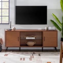 2 Door Mid-Century Modern Wood Storage TV Stand For TVs Up To 65" - Saracina Home 23 2 Door Mid-Century Modern Wood Storage TV Stand For TVs Up To 65" - Saracina Home -Bedroom Furniture Store GUEST e87ef0ee c10e 4106 930a 1a5aabd9a0c0