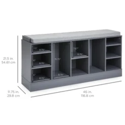 Best Choice Products 46in Shoe Storage Organization Rack Bench For Entryway, Bedroom W/ Padded Seat, 10 Cubbies - Gray 13 Best Choice Products 46in Shoe Storage Organization Rack Bench For Entryway, Bedroom W/ Padded Seat, 10 Cubbies - Gray -Bedroom Furniture Store GUEST e919ac75 9996 4a37 82b9 4b648350ce6c