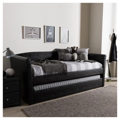 Twin Camino Modern And Contemporary Faux Leather Upholstered Daybed With Guest Trundle Bed - Baxton Studio 6 Twin Camino Modern And Contemporary Faux Leather Upholstered Daybed With Guest Trundle Bed - Baxton Studio - Image 4