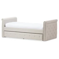 Twin Swanson Modern And Contemporary Fabric Tufted Daybed With Roll-Out Trundle Guest Bed - Baxton Studio -Bedroom Furniture Store GUEST f1442996 f3a3 4514 aa5d c30aa99eedd9