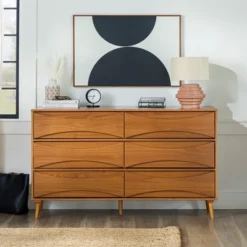 Mid-Century Modern Contoured 6 Drawer Dresser - Saracina Home 23 Mid-Century Modern Contoured 6 Drawer Dresser - Saracina Home -Bedroom Furniture Store GUEST f1bde46d 8b38 433f 979b 15e4add9234b
