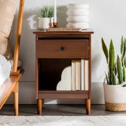 Stiva Classic Mid-Century Modern 1 Drawer Nightstand - Saracina Home -Bedroom Furniture Store GUEST f1f5300e 5364 40db 96ef 77bca274ed96