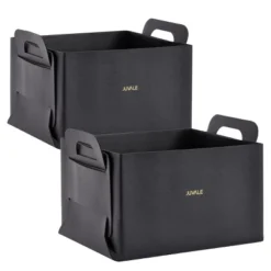 Juvale 2 Pack Faux Leather Foldable Storage Bins With Handles, Collapsible Baskets For Home Organization, Black, 10 X 6.5 In -Bedroom Furniture Store GUEST f29c8ff6 3821 4a15 8b22 057659cf924e