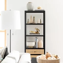 Console Table With Woven Rattan Shelf Black - Threshold™ Designed With Studio McGee -Bedroom Furniture Store GUEST f71b8141 512b 4383 9135 4f0d694163bd