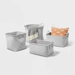 Large Woven Rectangular Storage Basket Gray/White - Brightroom™ -Bedroom Furniture Store GUEST f7afc392 cd5f 4f5b b71c de34f8204ec5