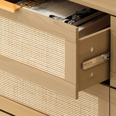 43.31" 6-Drawer Rattan Dresser For Living Room And Bedroom - ModernLuxe 8 43.31" 6-Drawer Rattan Dresser For Living Room And Bedroom - ModernLuxe - Image 6